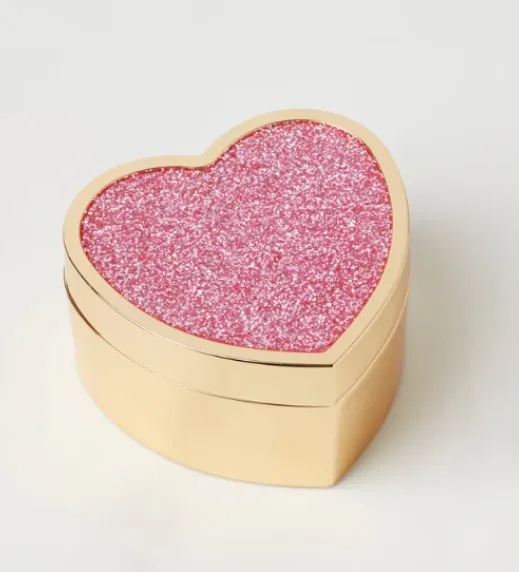 Sitting Pretty Pink Glitter Heart Box